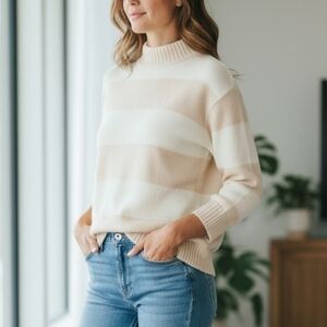 EUC Jessica Simpson Size Large Tan & White Sweater!